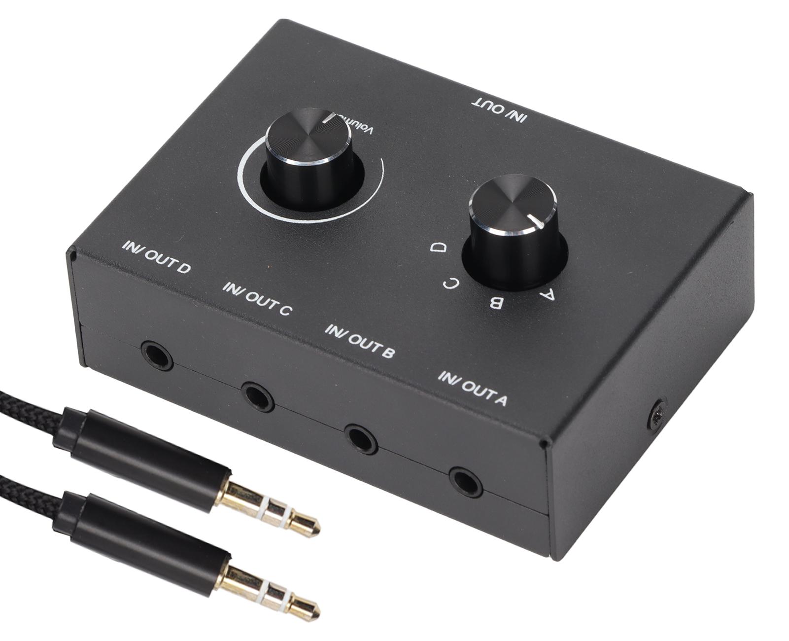Gistuch 4 Ports 3,5-mm-Stereo-Passivumschalter 1 In-Out-Konverter für MP3-Kopfhörer