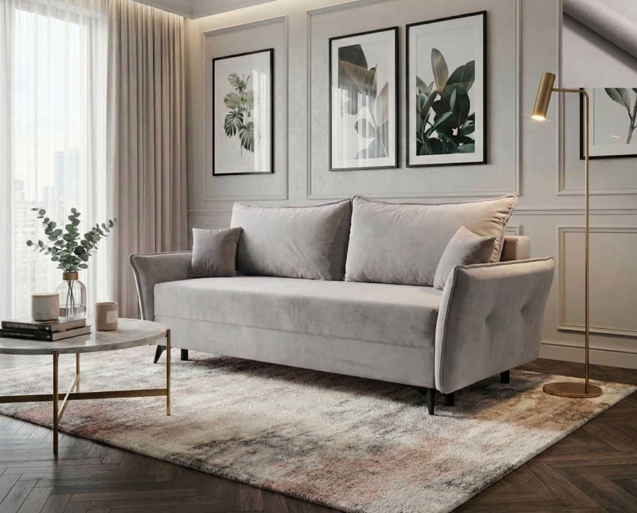 Ecksofa Cosoleto Nordelo mit Schlaffunktion, Stoff BLUVEL - BEIGE 3, 105 x 260 x 95 cm.