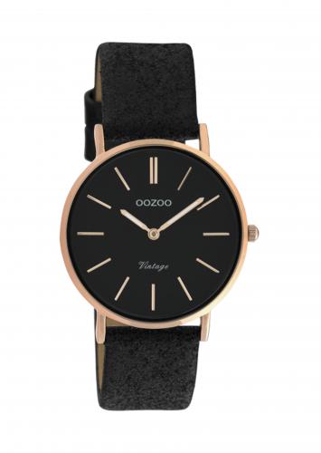 Oozoo Vintage dámske hodinky s koženým remienkom 32 mm rôzne farby - Varianty: čierna/čierna