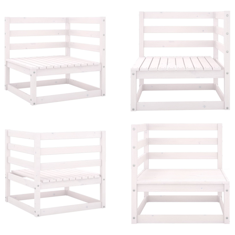 vidaXL Garten Ecksofa Weiß Massivholz Kiefer - Ecksofa - Ecksofas - Holz Ecksofa - Holz Ecksofas HL805661