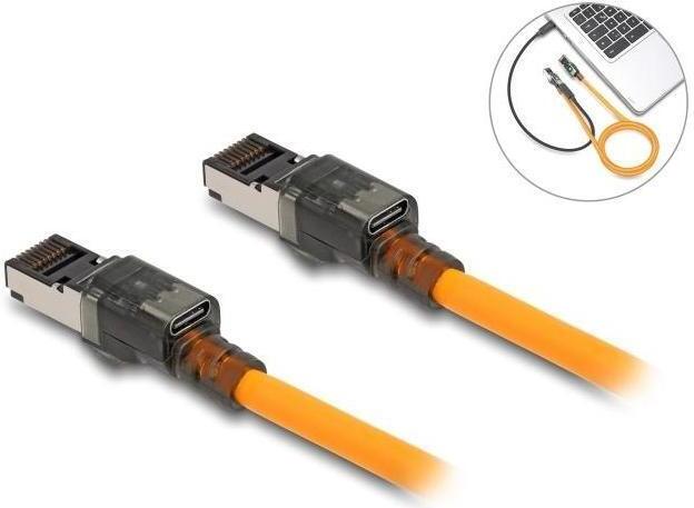 Delock - Patch-Kabel - RJ-45 (M) zu RJ-45 (M) - 5,0m - 6,2 mm - S/FTP - CAT 6a - Portfinder-Funktion (USB-C betrieben), 80413