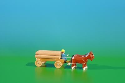 Volker und Heiko FlathErzgebirgische Volkskunst Miniaturen Klötzerwagen mit Kutscher natur BxH 9x3,5cm NEU 51/6 KwnaPfBa