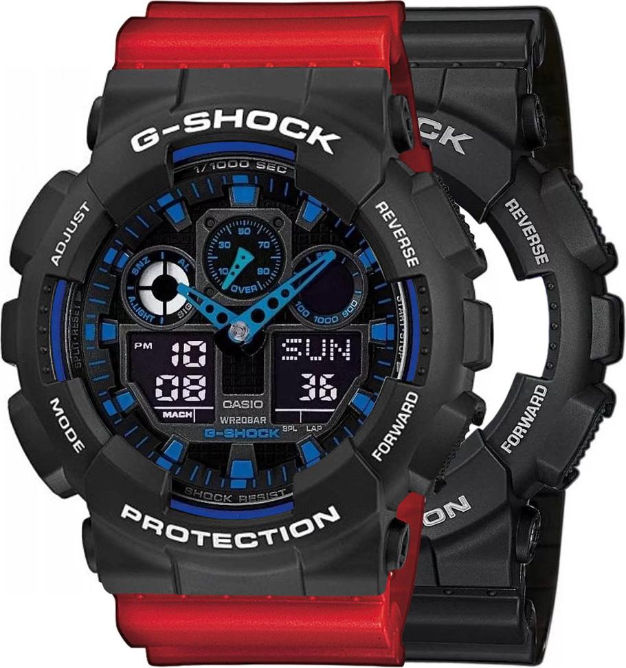 Hodinky Casio G-Shock SET GA-100-1A2ER + BEZEL 10508136 + BAND 10395226 20BAR