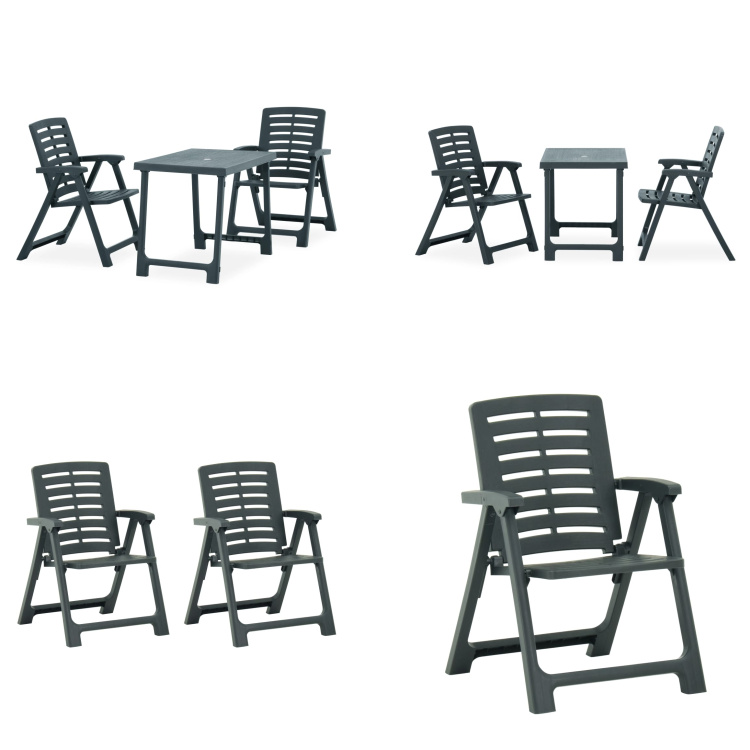 vidaXL 3 ks bistro set skladací plastový zelený - Bistro set - Bistro sety - Záhradný nábytok - Záhradný set