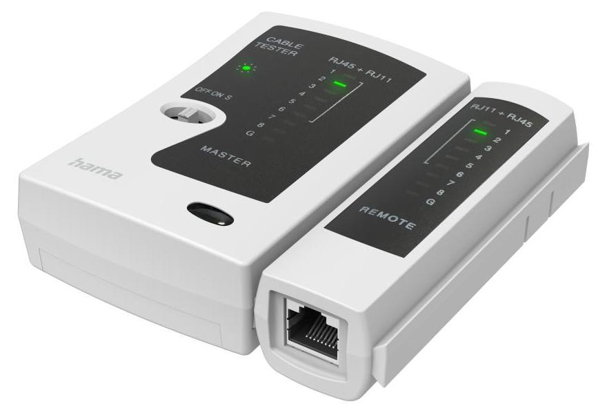 Hama Netzwerkkabel-Tester, Leitungsprfgert fr 8p8c (RJ45), 6p6c oder 6p4c (00200778)
