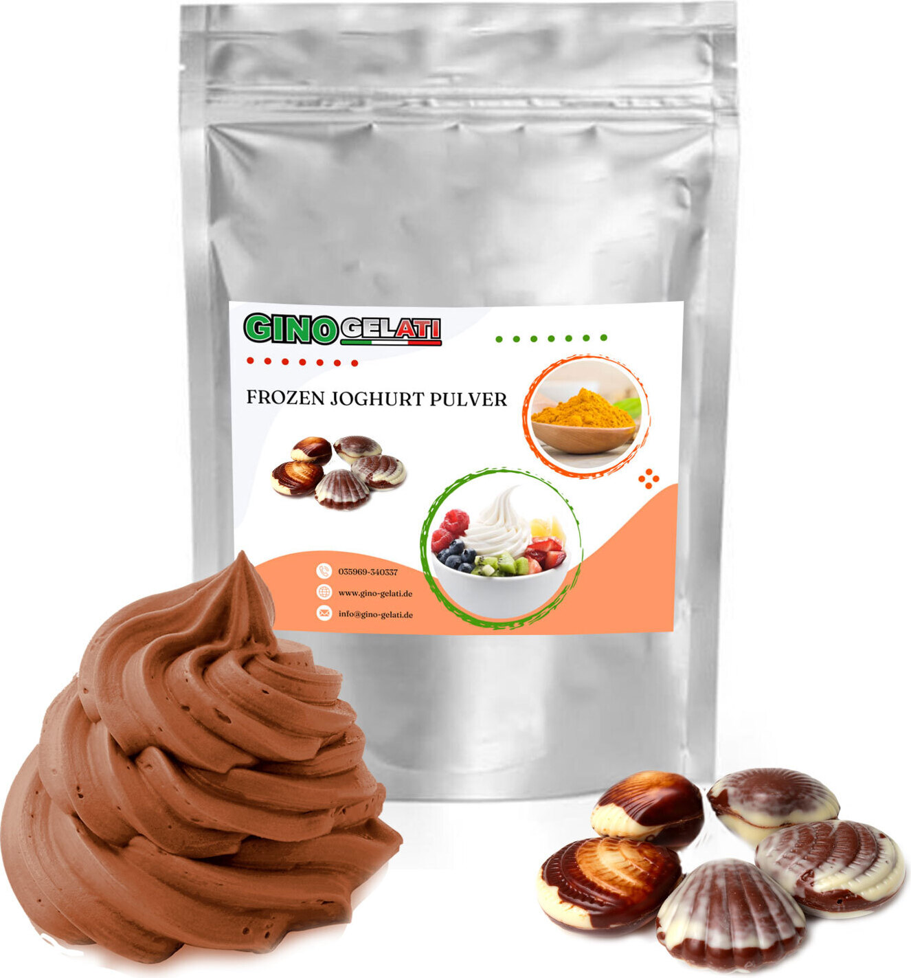 Gino Gelati Belgische Praline Geschmack Frozen Yogurt Pulver 1:3 GG-FYP-136