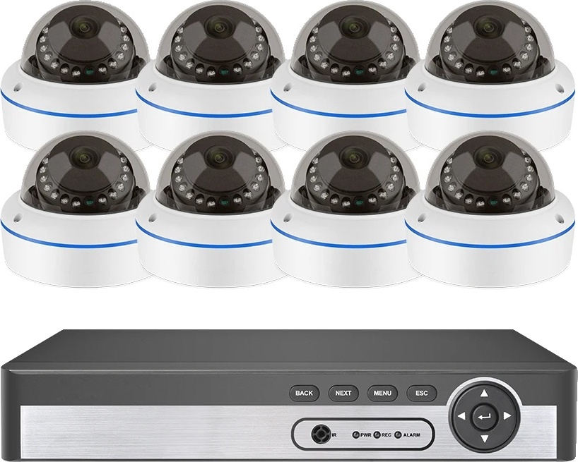 Bezpečnostný kamerový systém, rozlíšenie 5MP, dizajn odolný voči vandalizmu, 8CH NVR 8PCS CAMERAS, žiadny