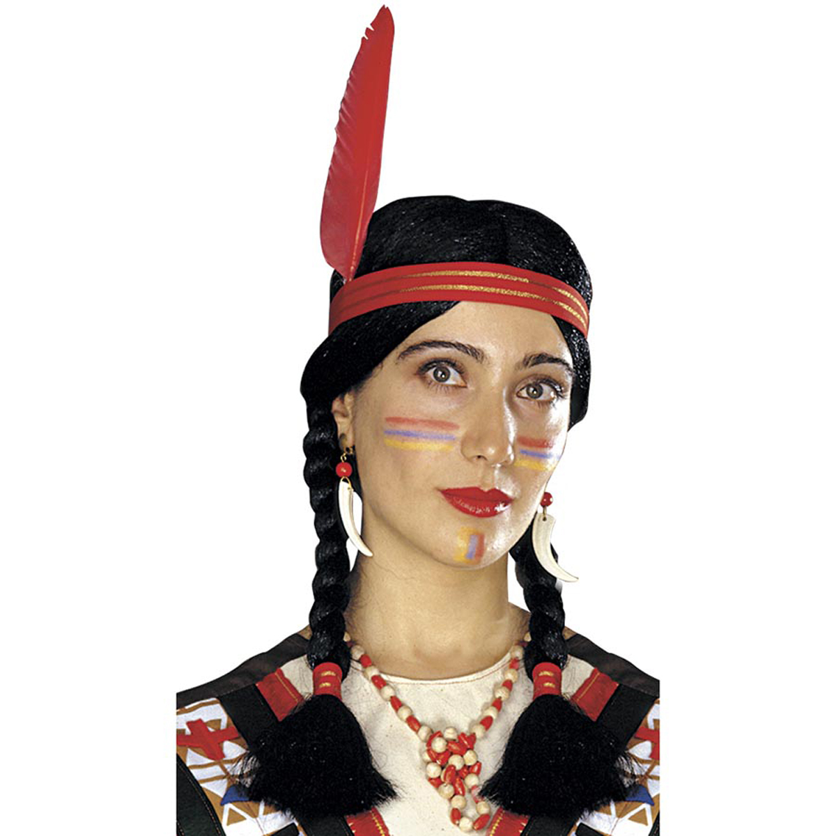 Indianer-Frau Perücke & Feder / Widmann 6003D (B)