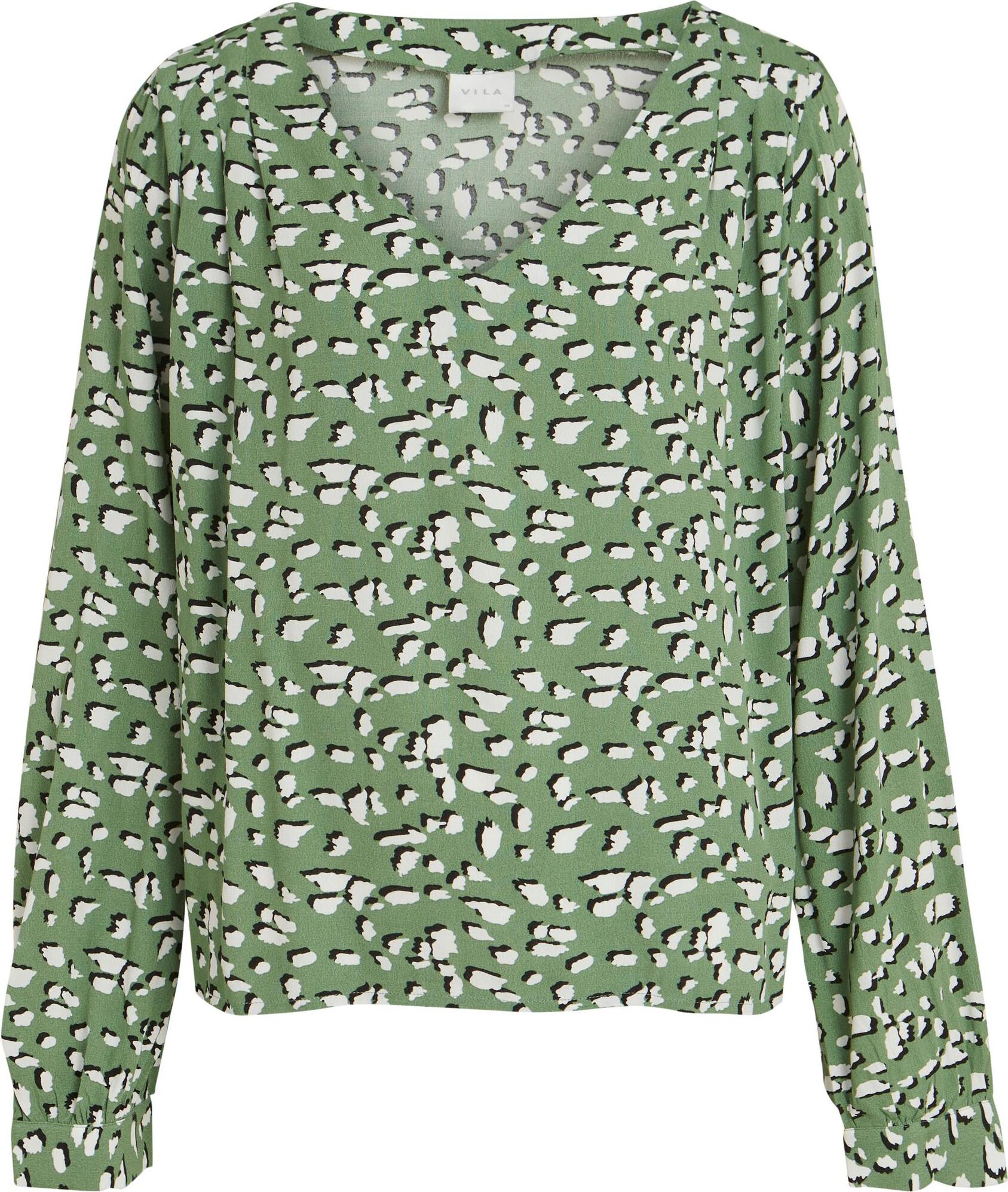 VILA VIVISKA V-NECK L/S TOP/SU Dill/LINNA Dill/LINNA 38 14071902