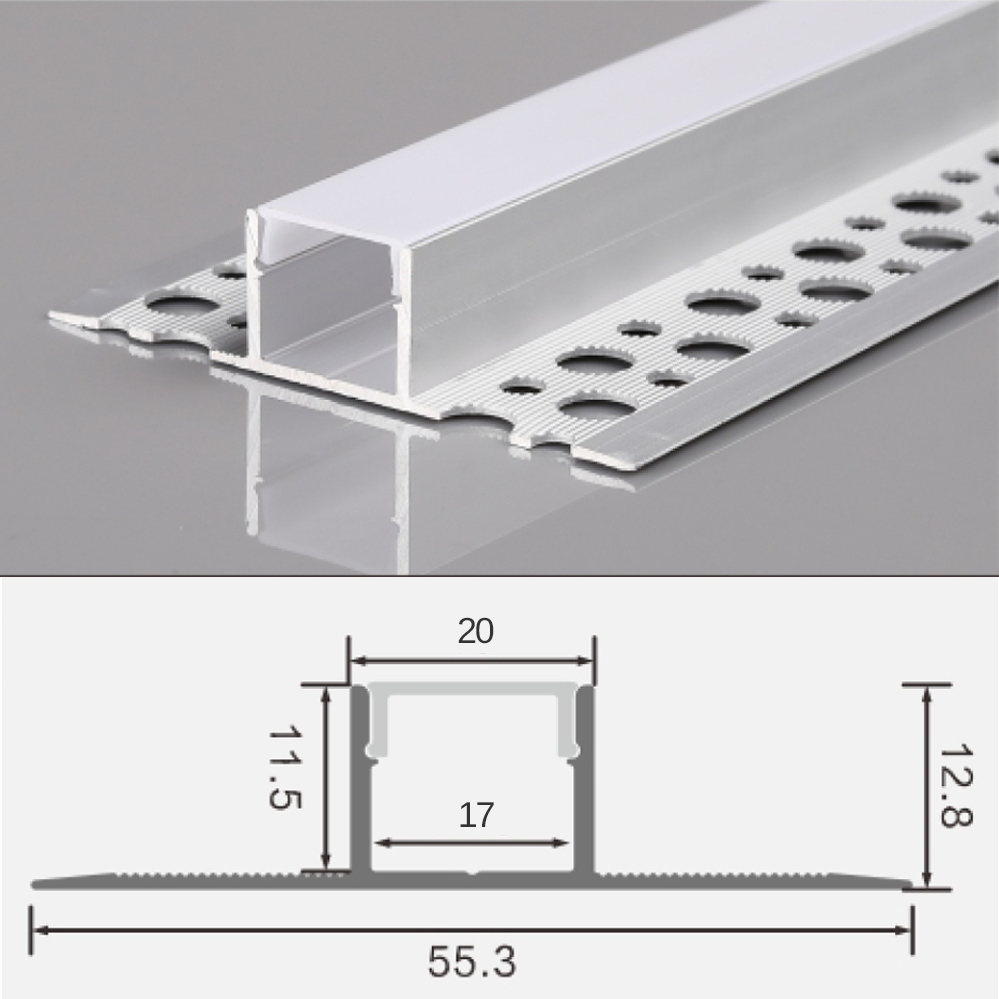 LED Trockenbauprofil 2m – 24 Stück Alu Unterputzprofil 55,5x14,9mm, Für LED-Streifen Bis 12,9mm, Mit Diffusor & Clips, Für Decke, Wand & Möbel