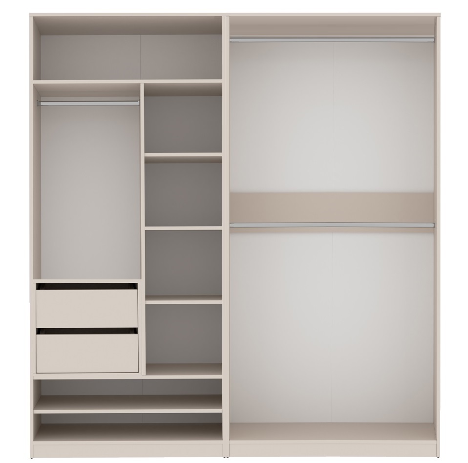 Marmex Möbel Marmex TRES C offener Kleiderschrank mit Kleiderbügeln, Ablagen, Schubladen, 190x206x51 cm, graubeige cashmere