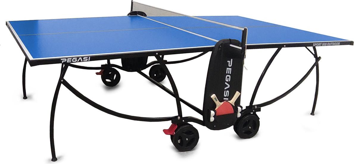 Pegasi Tischtennisplatte 800 - Outdoor Spiele - Wetterfest - Tischtennisplatte Outdoor Klappbar - Original Tischtennistisch - Faltbare Tischtennisplatte - Tischtennis - Blau PEG-T800OUT-BLUE
