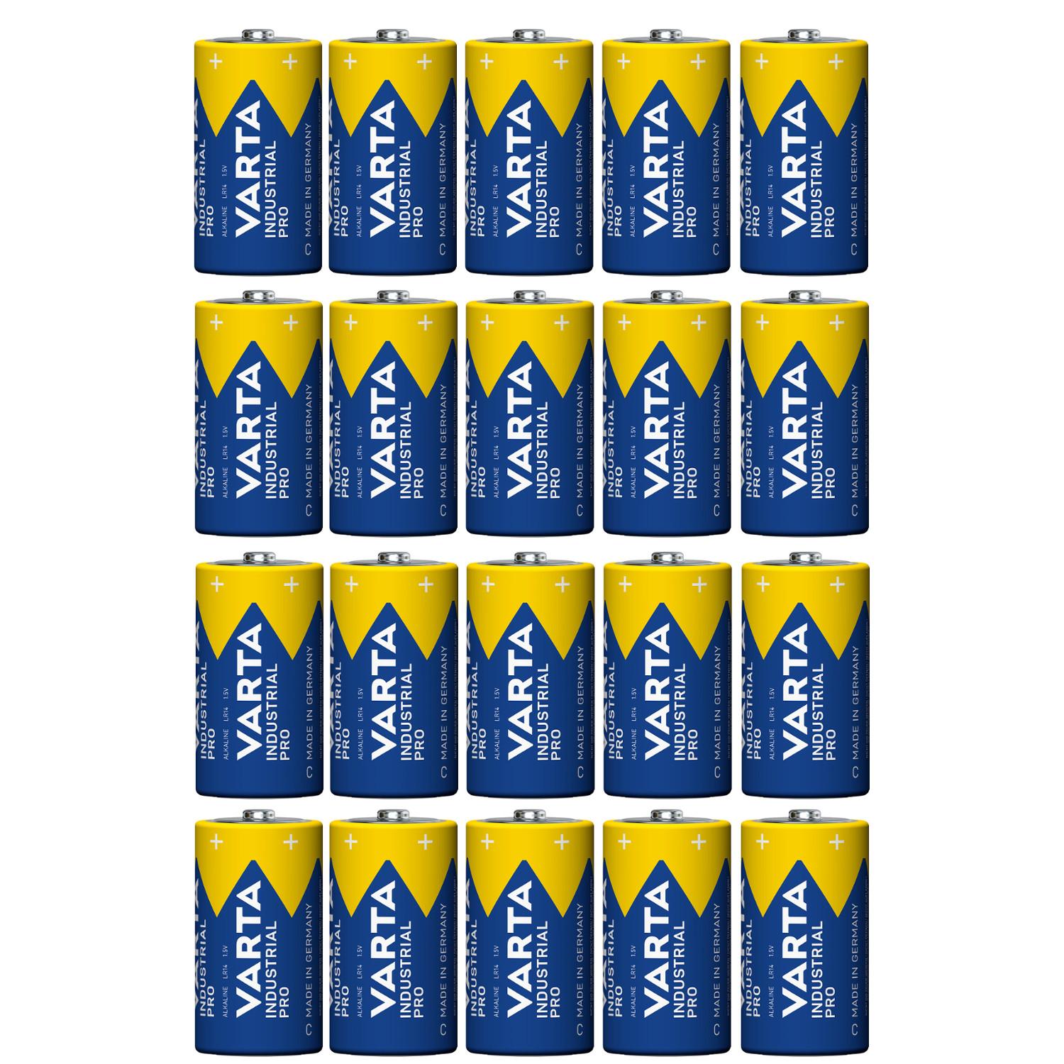 20 Stück R-14 LR14 C 1,5 V Alkali-Batterien Varta Industrial Pro