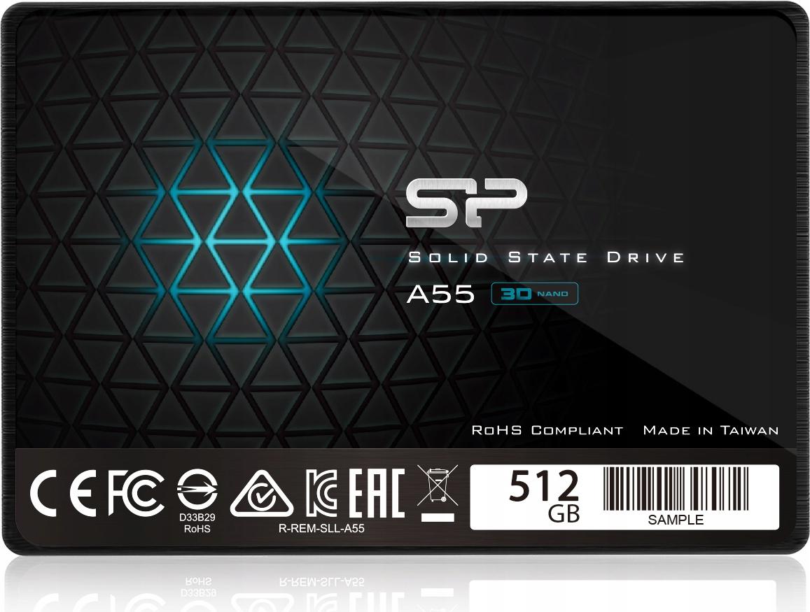SSD Silicon Power 512 GB A55 SLC SATA III 7 mm Ultrabook 3D NAND Cache 63 g
