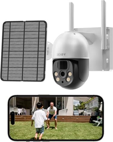 Reigy 2k vonkajšia monitorovacia kamera batérie solárne bezdrôtové WLAN 5W panel farebné nočné videnie Pir detekcia osôb 2-Way Audio IP66 vodotesné