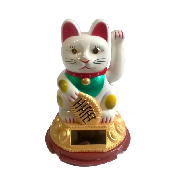 Losmann Solar-Winkekatze weiß