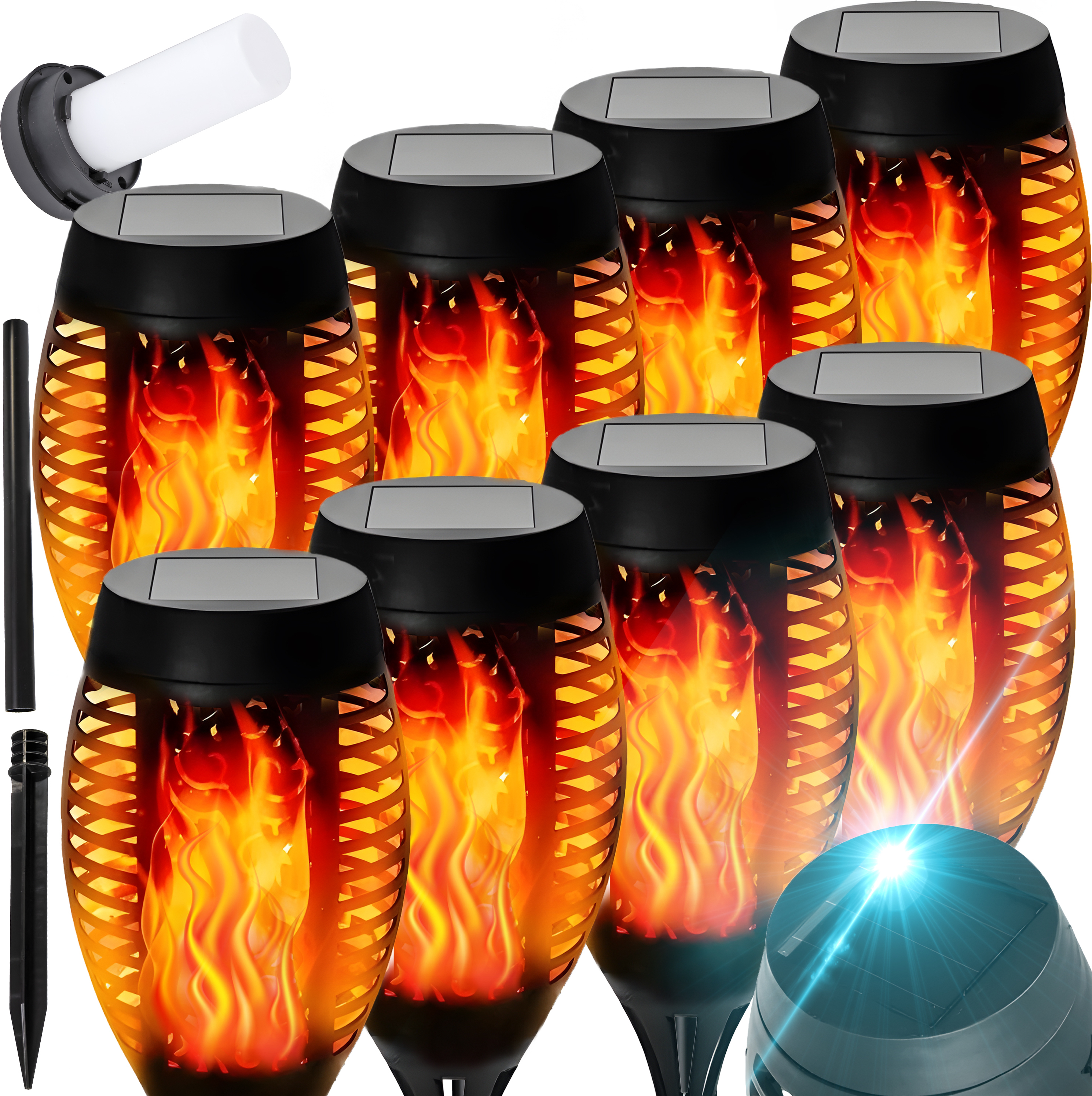 Solarleuchten Garten 8 Stück LED Solar Fackel Gartenfackeln mit Realistischer Flammeneffekt IP65 Solarlampen für Außen Garten Retoo