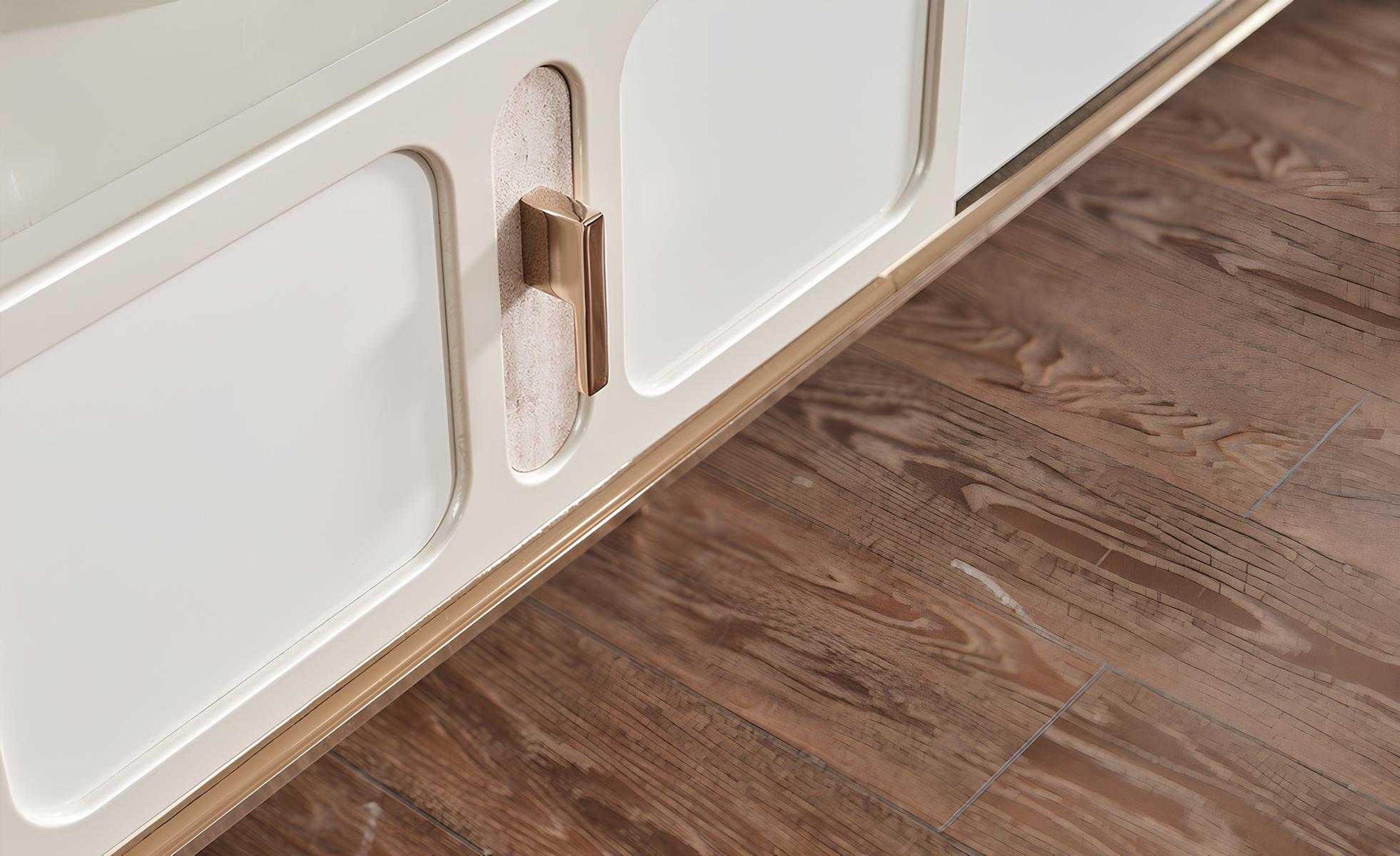 AEA Modernes Set: TV-Lowboard und TV-Regalmit goldenen Akzenten