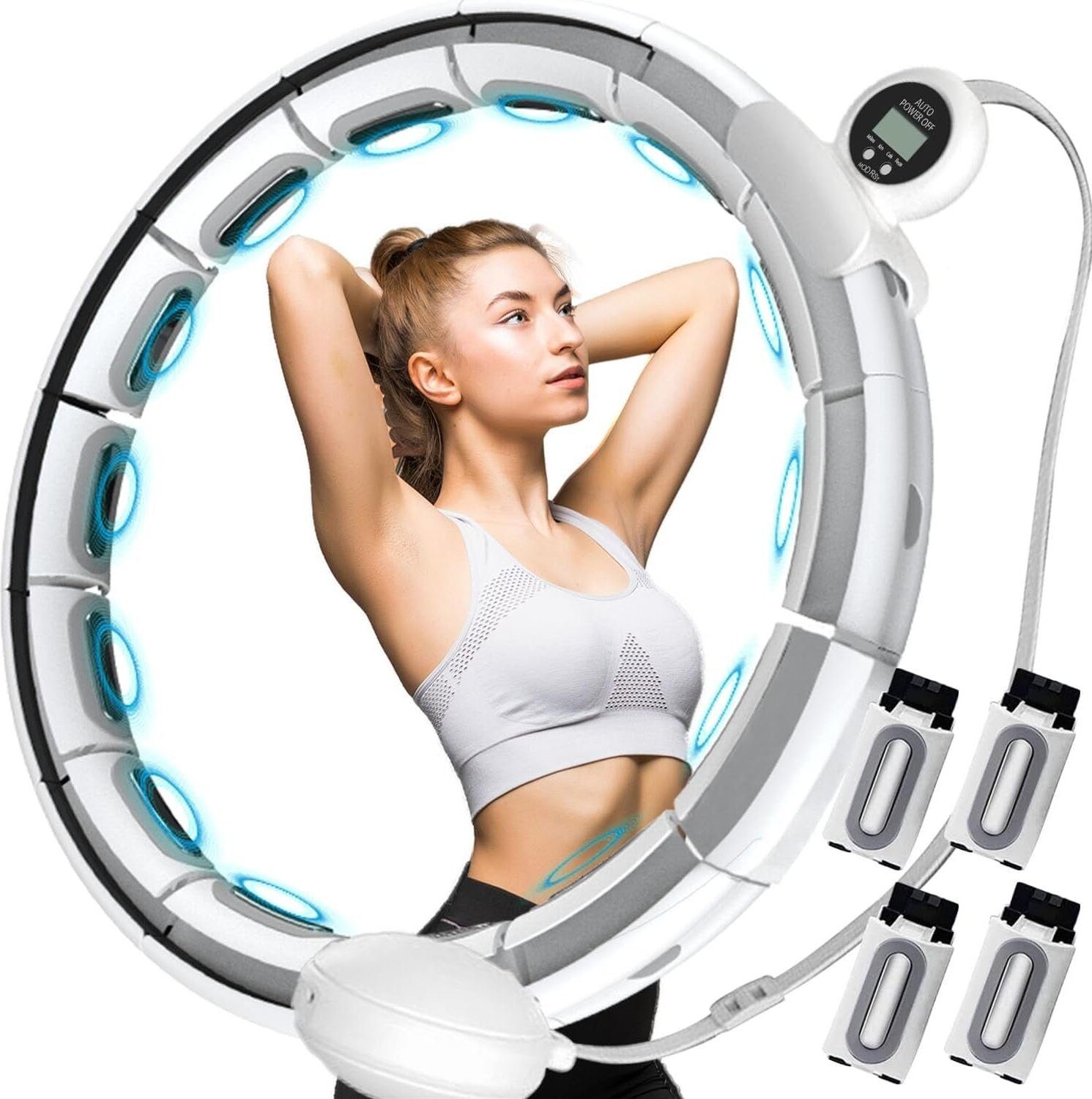 Welikera Smart Hula Hoop Reifen Erwachsene, 20 Segments Verstellbare Fitness Hula Hoop Reifen mit Gewicht Zähler, Smart Hula Hoop Leise os018-DP