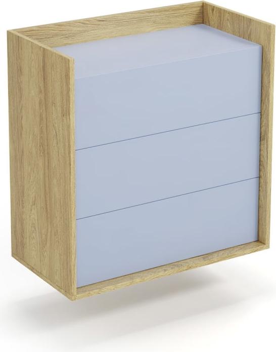 Halmar Mobius-Kommode KOM3S - natürliche Nussbaum / Blau V-PL-MOBIUS-KOMODA_3S