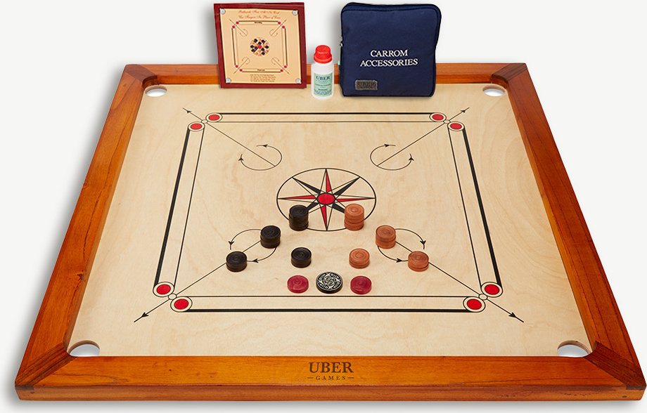 Premium Carrom Set - 7Kg, Topspiel Aus Asien- Aus Eco-Holz, Mit Tragetasche