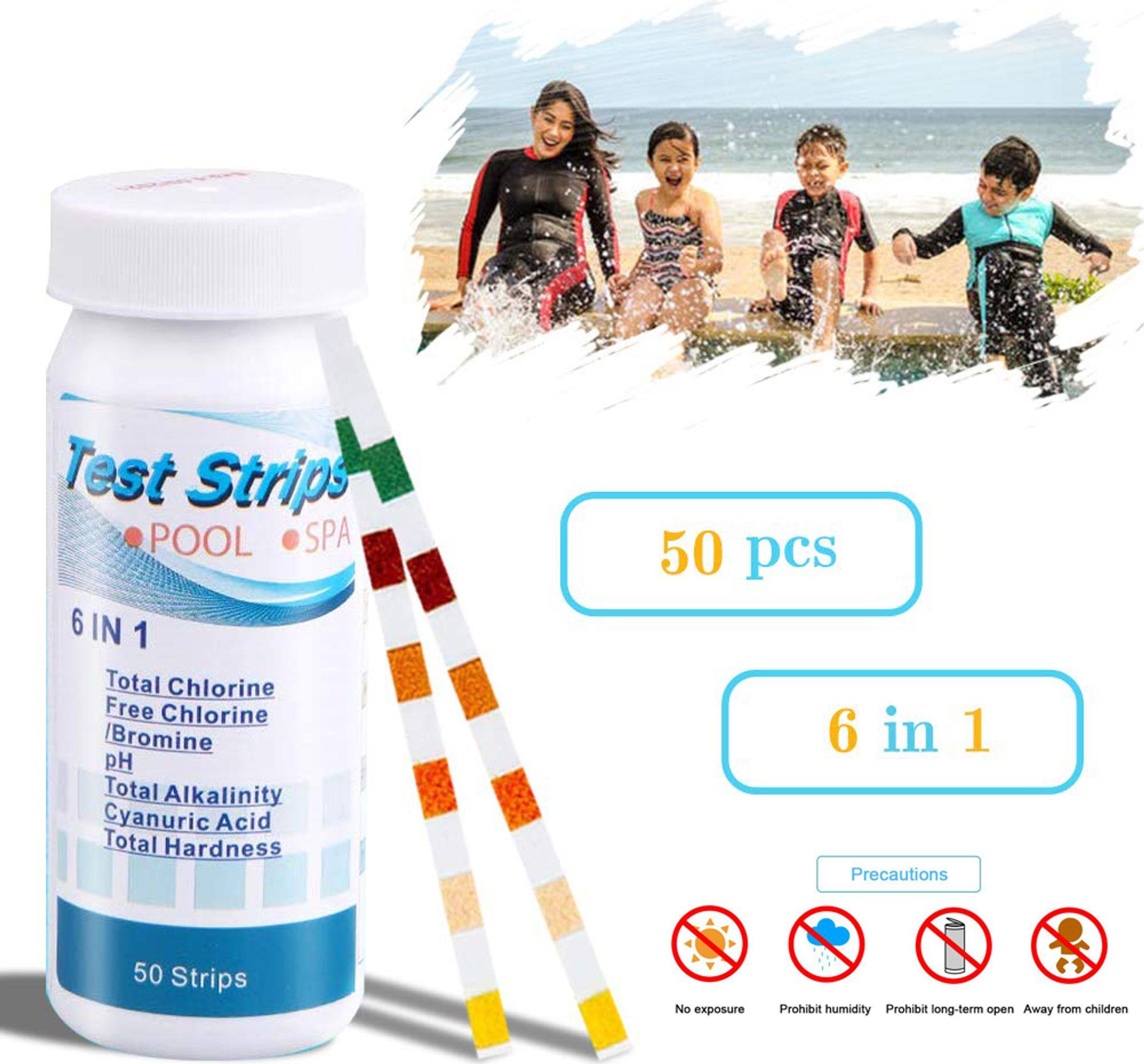 Zimtky 50 Stück 6 In 1 Spa Pool Teststreifen Für Ph Gesamtchlor Alkalinität Cyanursäure KEGQ251206KF335