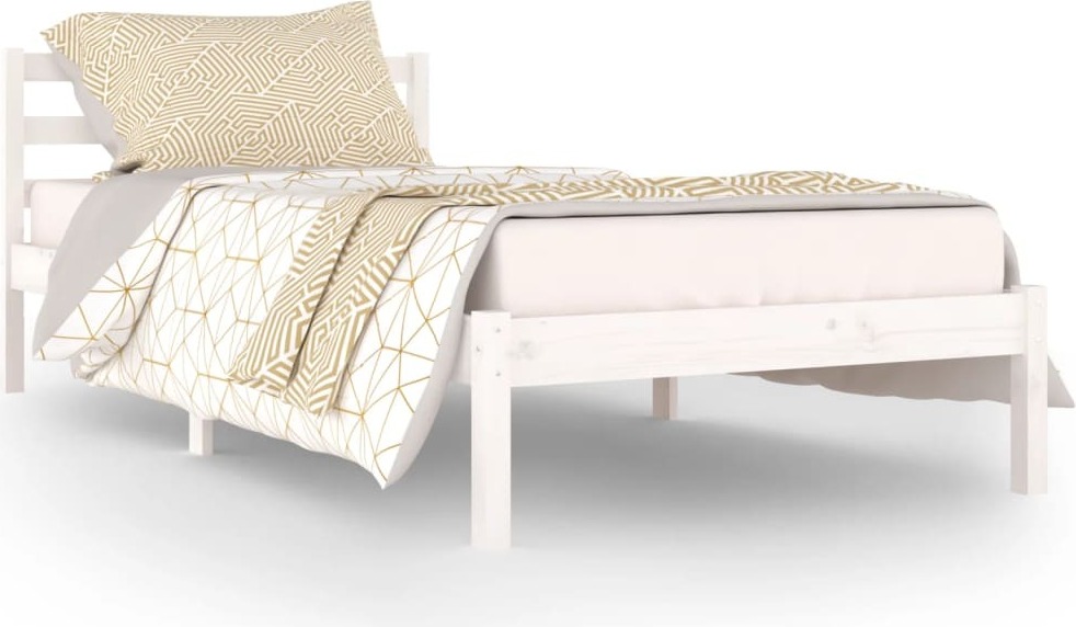 vidaXL Posteľ z masívneho dreva Borovica 90x200 cm Biela