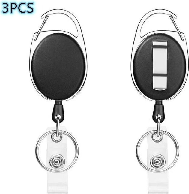 Meshowee Ausweisjojo, Schlüssel JoJo Ausweis JoJo mit Schlüsselring 2 in 1 für ID Badge Holder,Schlüsselkarten (3 Pcs Schwarz)