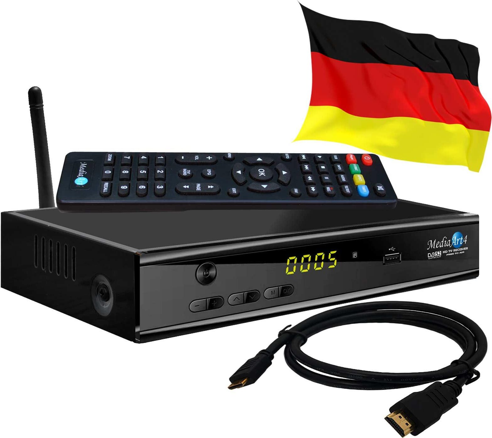 Sat Receiver MEDIAART-4 WLAN programmiert Deutsche Senderliste HD 2xUSB Youtube 9493