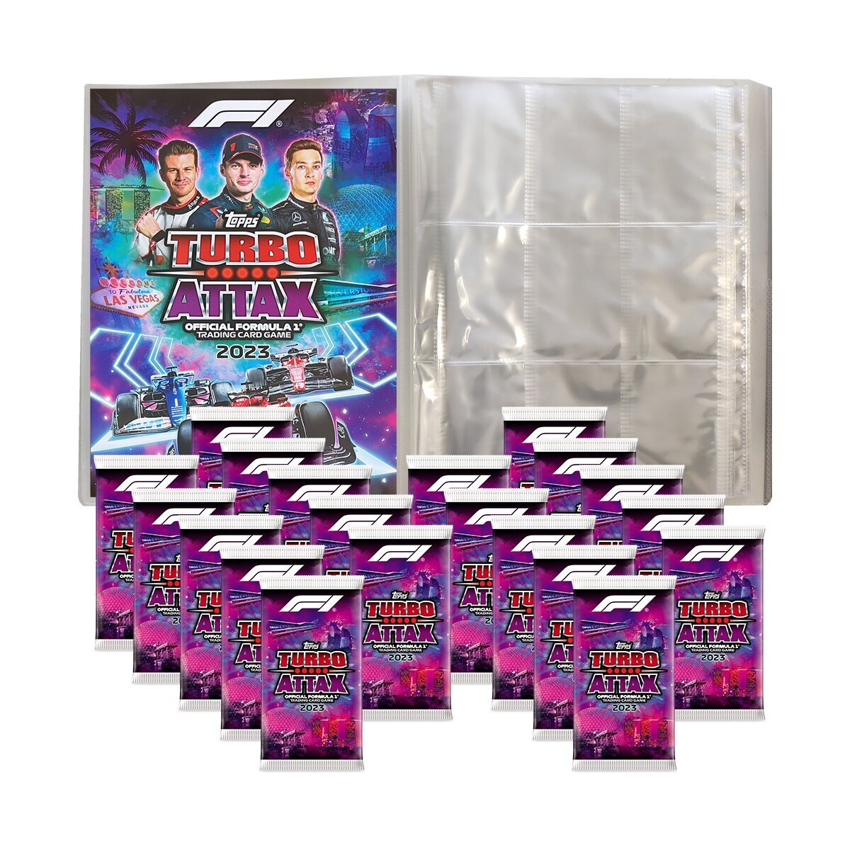 Topps - Turbo Attax Formel 1 2023 - 1 Leere Sammelmappe + 20 Booster