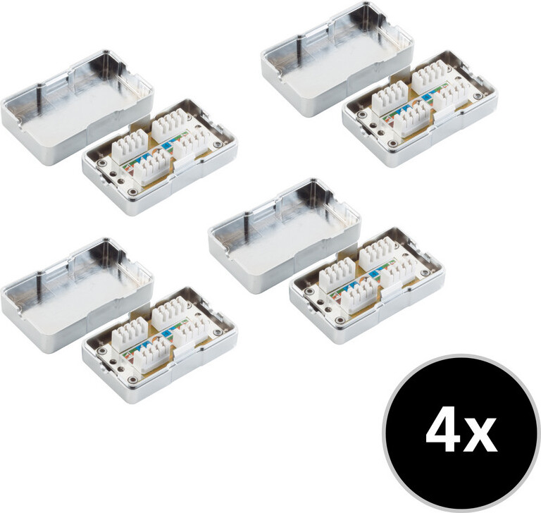 Kabelbude.eu 4-fach LSA-Verbindungsmodul Cat. 6 geschirmt für Netzwerkverlängerung KB75001-SET402
