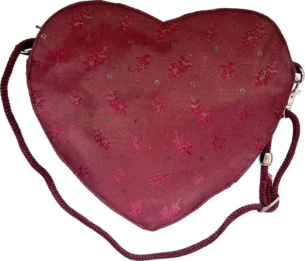 Edelnice Dirndltasche Stella Herzform dunkelroter Brokatstoff ca. 20x19x4cm für Damen EN127264