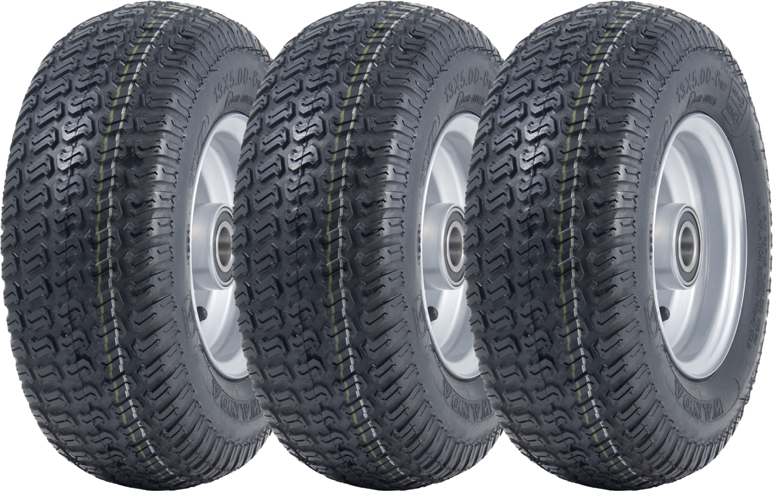 pneumatiky a ráfiky pre kosačky na trávu 13x5.00-6 Wanda P332- 25 mm 6205 ložiská (sada 3)