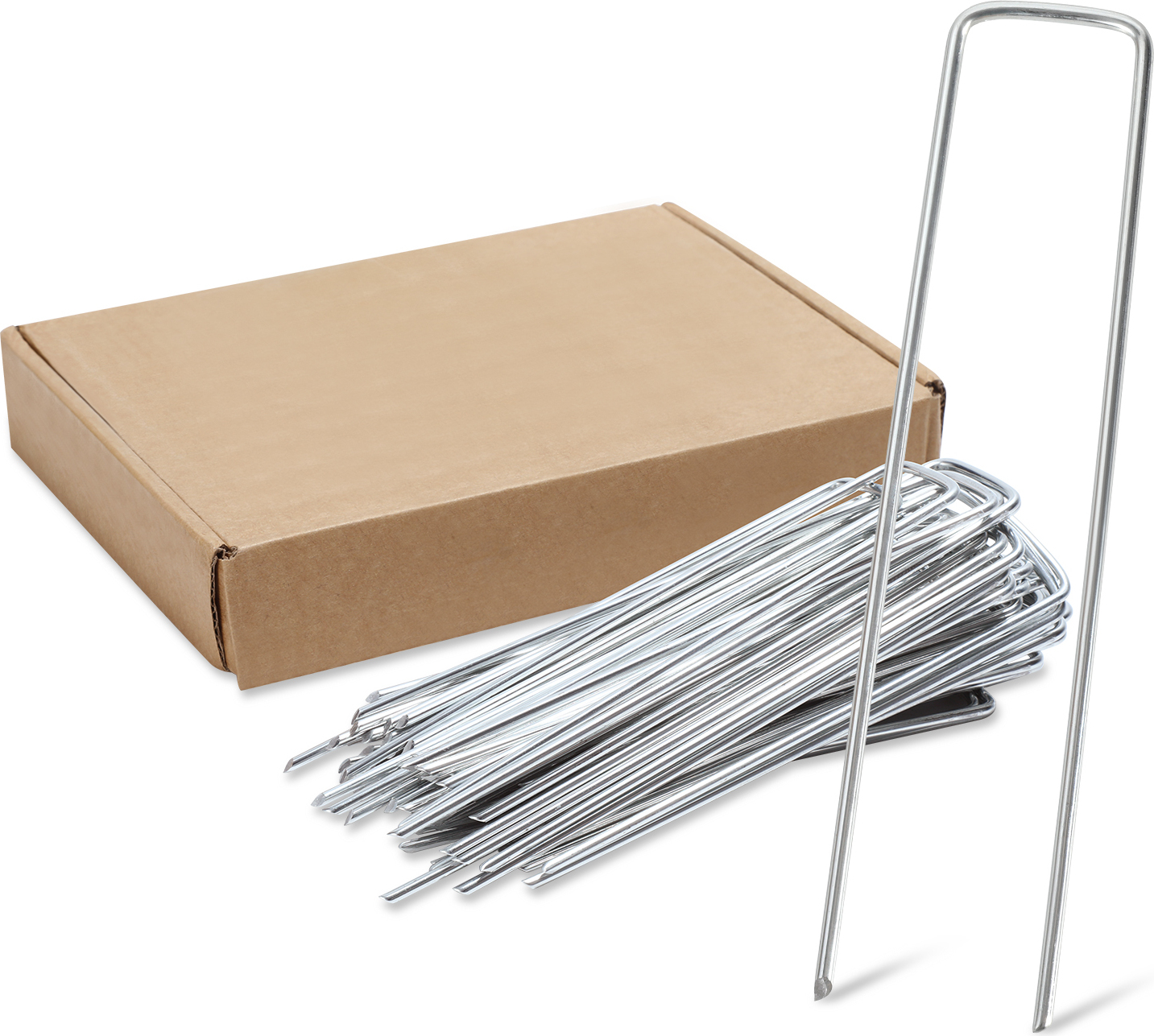 Lot De 50 Piquets D'Ancrage Galvanisés Avec Disque Tampon - Longueur 20 Cm, Pour Toile Anti-Mauvaises Herbes, Gazon, Clôture