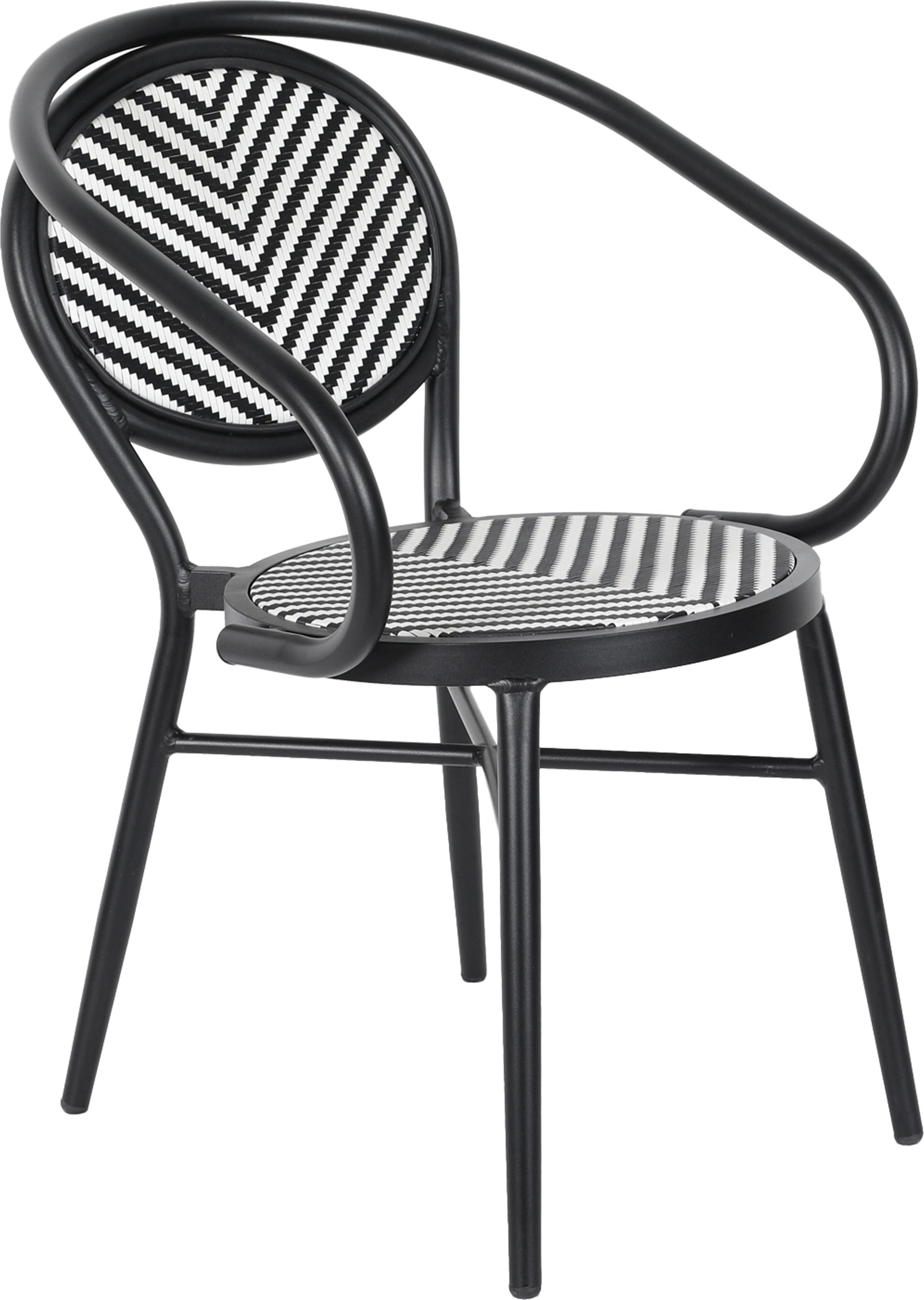 Gartenstuhl im Pariser Bistrostil aus Aluminium und schwarzem Rattan - Oviala Villiers 112619