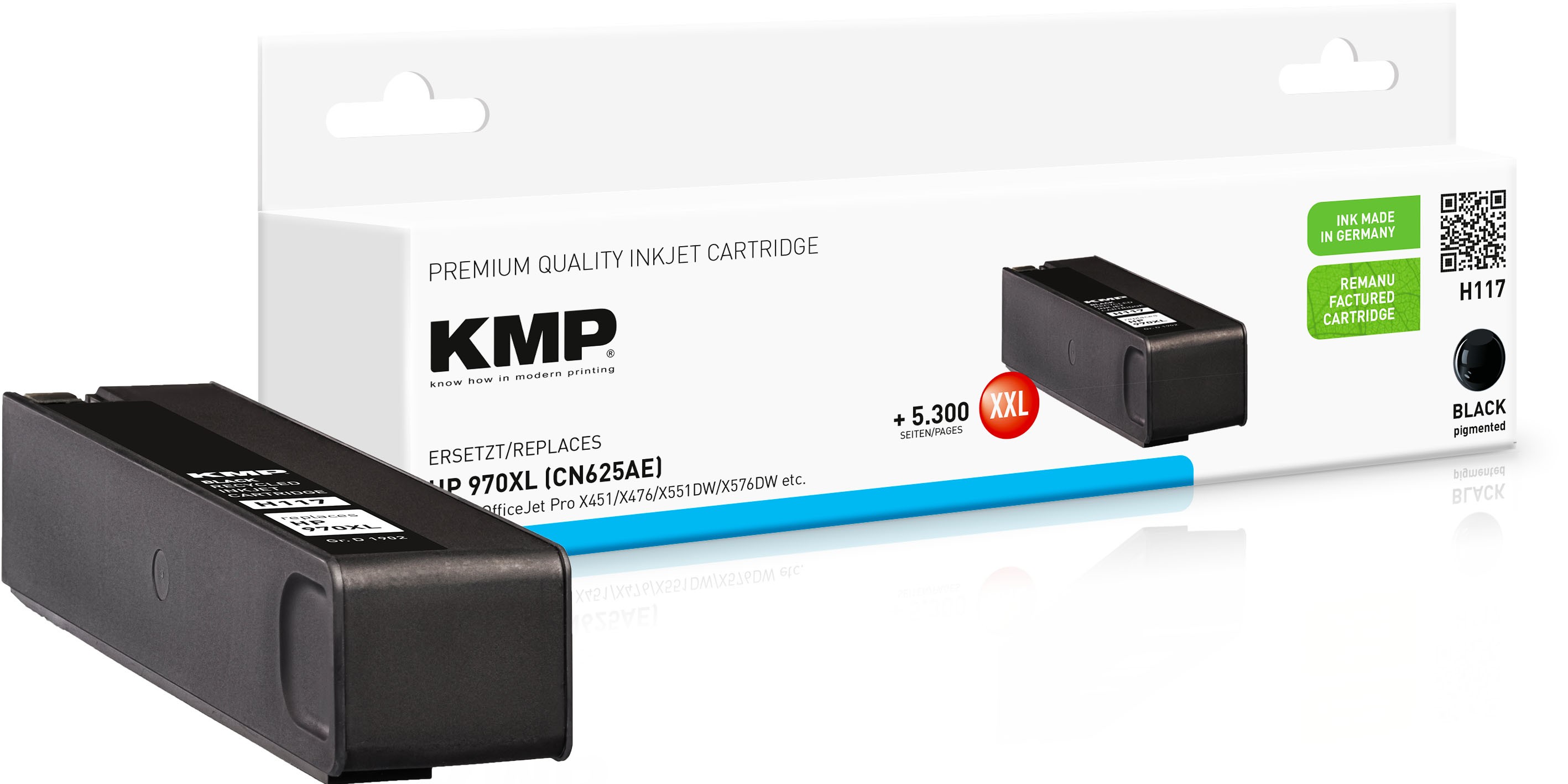 Čierna atramentová kazeta KMP H117 nahrádza produkt HP OfficeJet Pro HP 970XL (CN625AE)