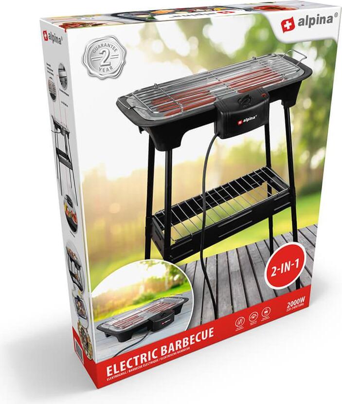 Elektrický stolný / voľne stojaci gril ALPINA, 2000 W