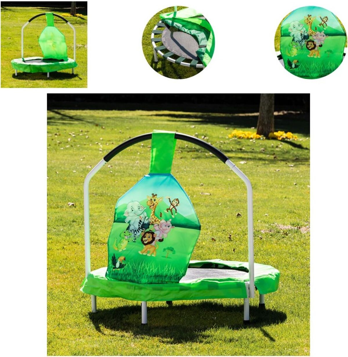 Chipolino detská trampolína Mini 91 cm rúčka, pružinový kryt, do 120 kg zelená