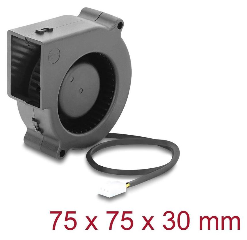 Delock Radiallüfter / Lüftergebläse 12 V DC 75 x 75 x 30 mm mit 3-Pin Lüfteranschluss, schwarz 67495