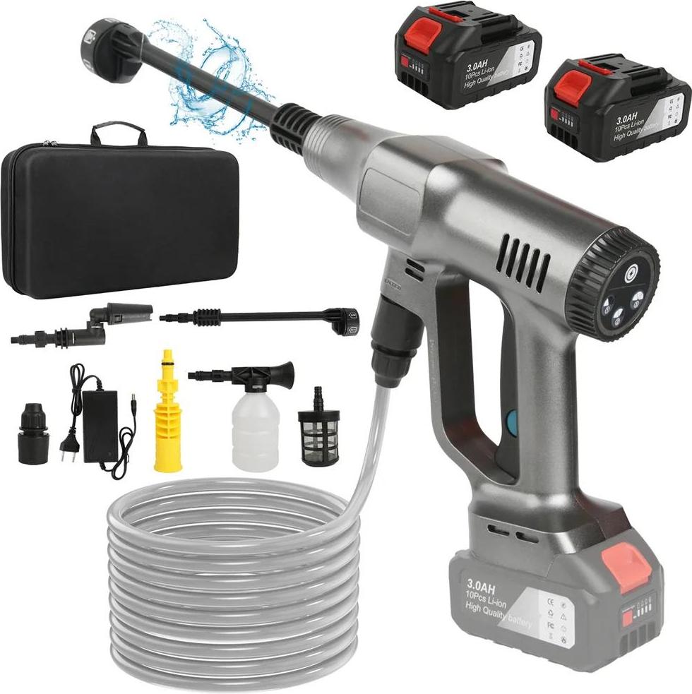 Elektrický vysokotlakový čistič, bezdrôtový dizajn, vysoká účinnosť, 2 batérie