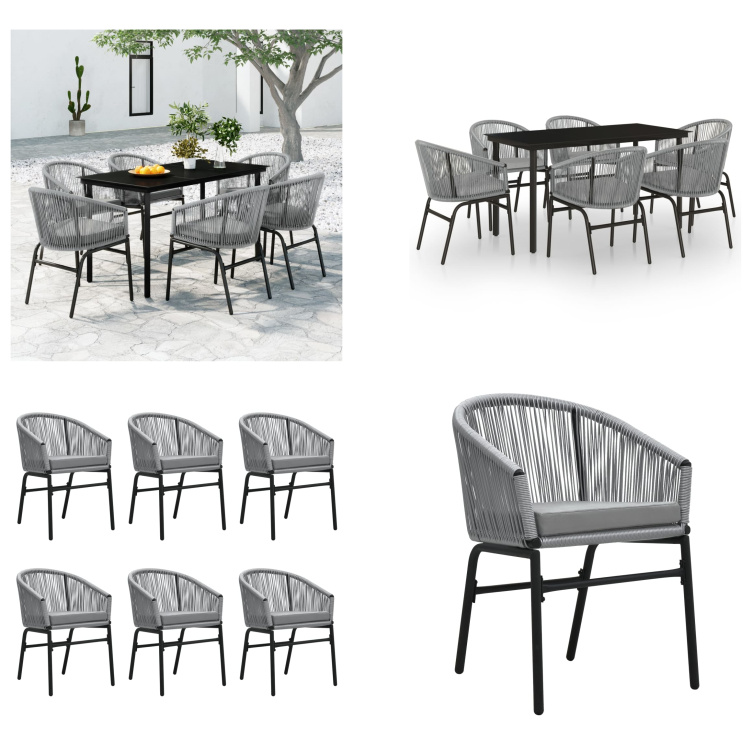 vidaXL 7-dielny záhradný jedálenský set sivý - Záhradný jedálenský set - Záhradné jedálenské sety - Jedálenský set - Jedálenský set na terasu