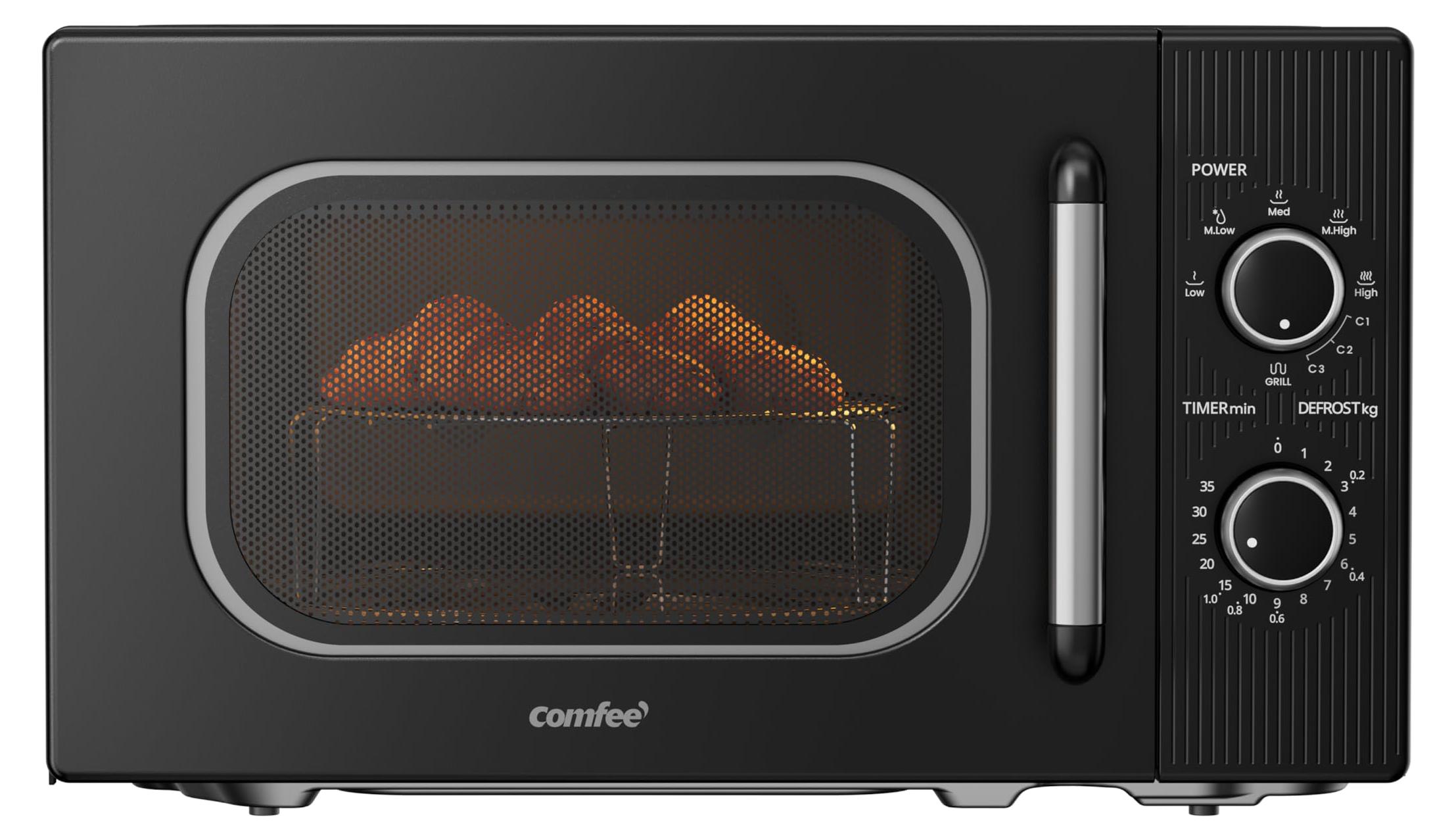 COMFEE' CMO-MG202NC(BK) Mikrowelle mit Grill, 20 Liter, Mikrowelle 700 W, Grill
