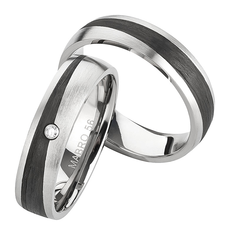 Ring Partnerringe Verlobungsringe Ehering Trauring mit Diamant aus Titan/Carbon 