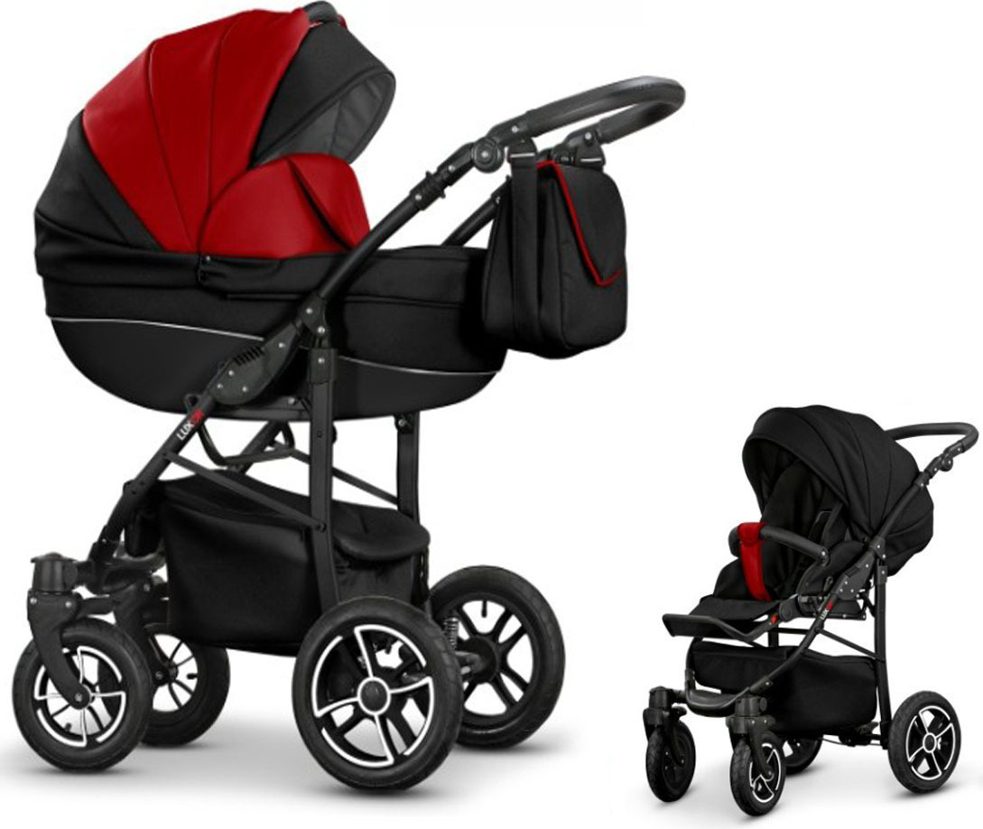 Kinderwagen-Set Craft Eco 2 in 1 in Schwarz-Rot - 13 Teile - in 16 Farben erhältlich
