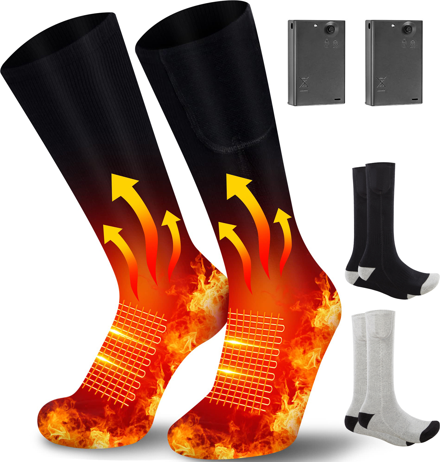 Beheizte Socken 2025 - 4 Temperaturen 360° Heizsocken Mit 5000mAh Akku, Wiederaufladbar Für Damen & Herren