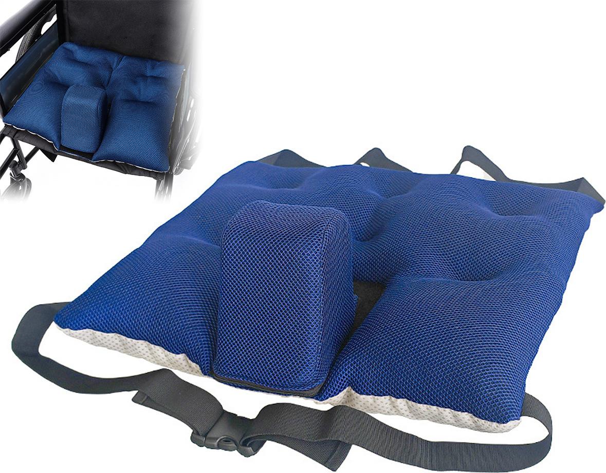 Slyrun Rollstuhl Keilkissen mit Sicherheitsgurten, Anti-Rutsch Sitzkissen für Senioren, 45x45cm, Entlastung & Sturzprävention KAUF-QYSP-HB1968-015