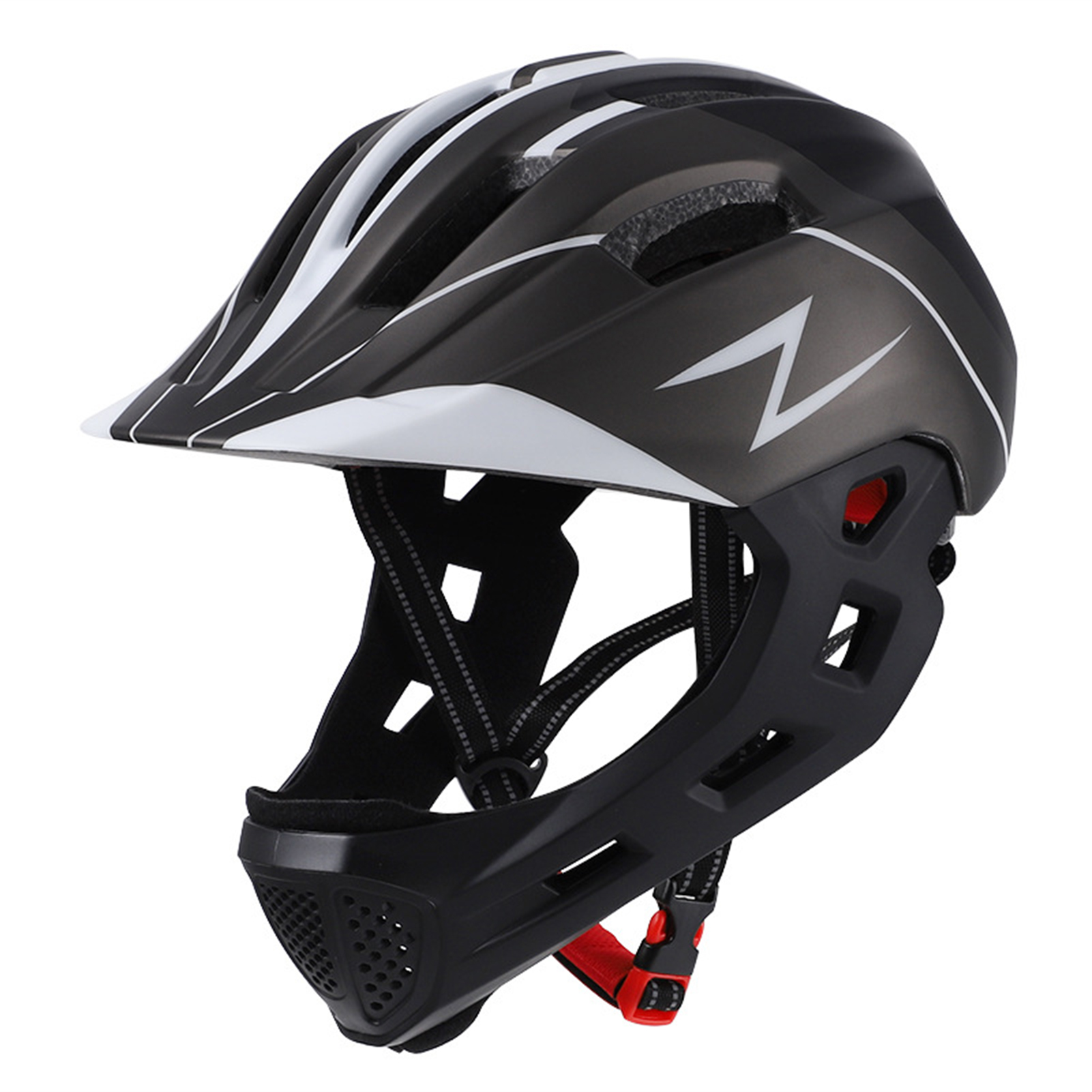 Stuttg Kinder-Laufrad, Skateboard und Rollschuh, sicherer und leichter Vollhelm, Fahrradhelm mit Licht, Kinderhelmhelm für Outdoor-Sportarten, Silber schwarz