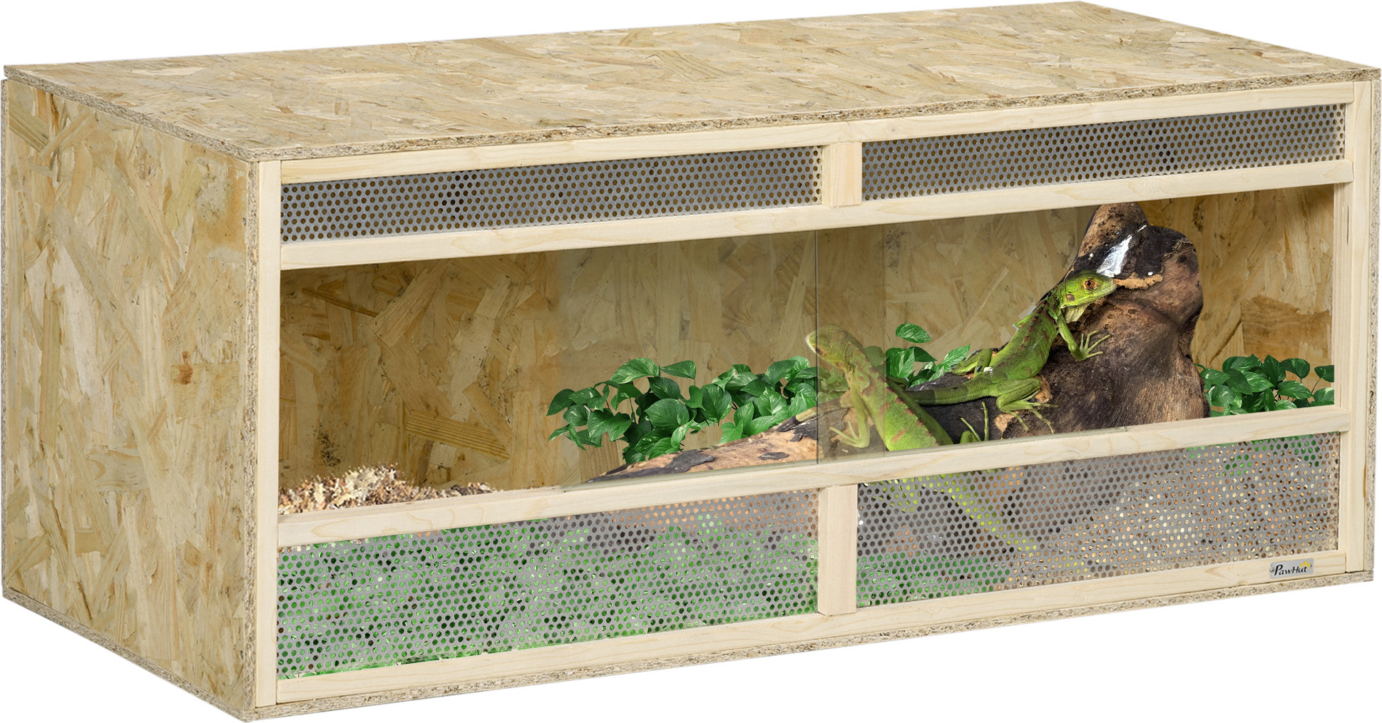 MH Handel GmbH PawHut Terrarium für Reptilien, Reptil Fütterungsbox mit Lüftungsgitter, Reptilienzuchtbox für Amphibien, Spinne, Natur, 120 x 50 x 50 cm D40-026V01ND