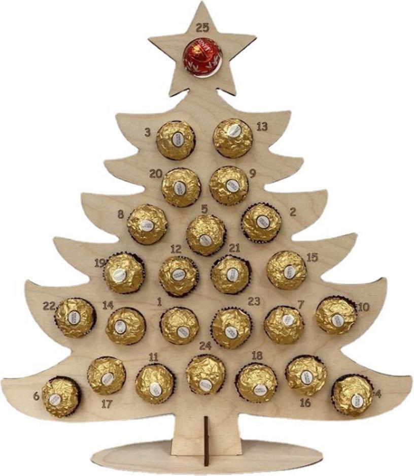 Drevený adventný kalendár Vianočný stojan na čokoládu Vianočné dekorácie Dekorácie na večierky Darčeky