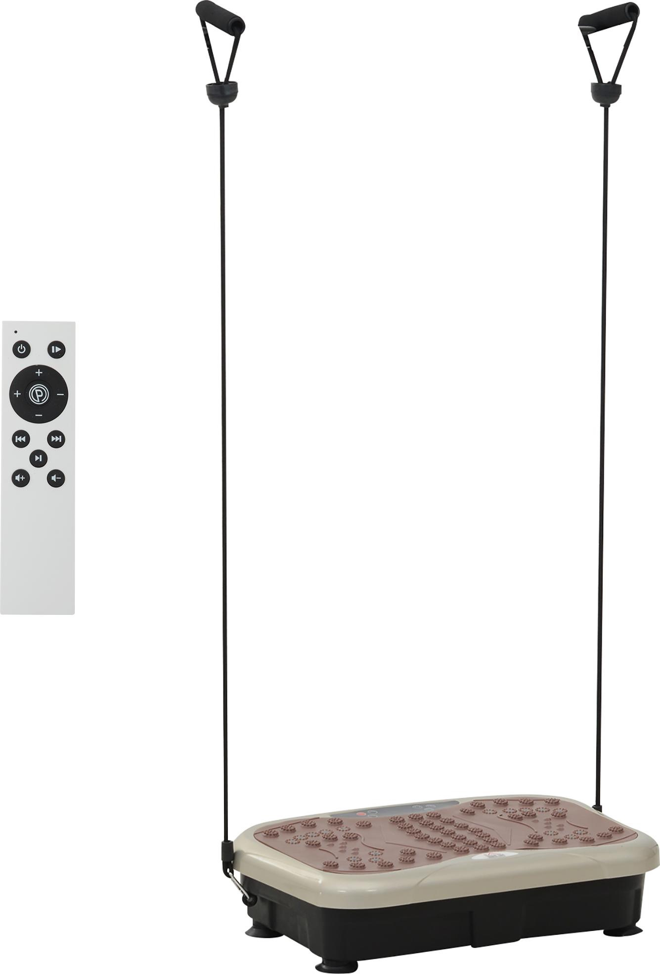 HOMCOM Vibrationsplatte Vibrationstrainer Vibrationsgerät Fitnesstrainer LED-Anzeige USB-Lautsprecher Trainingsbänder Fernbedienung